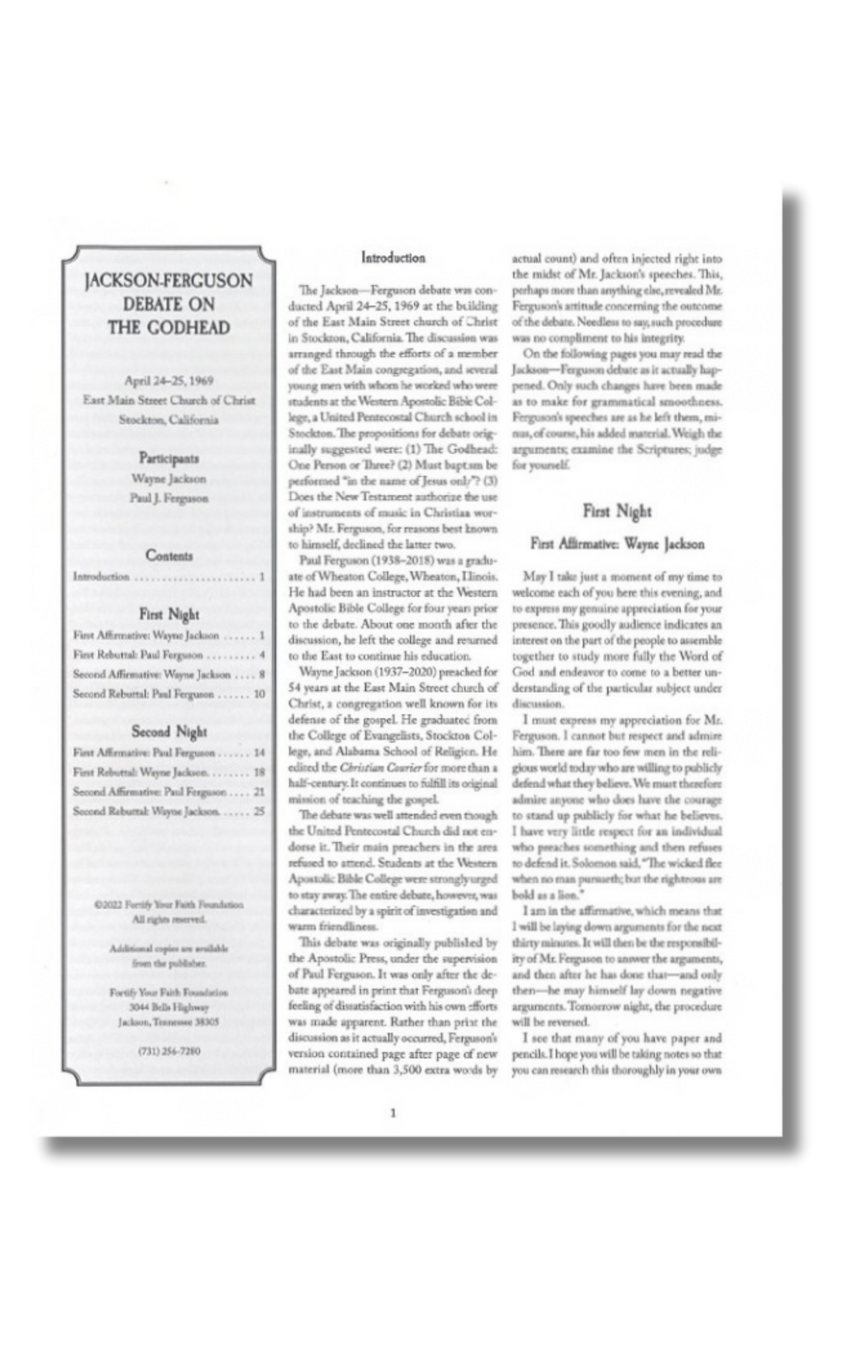 Jackson-Ferguson Debate on the Godhead